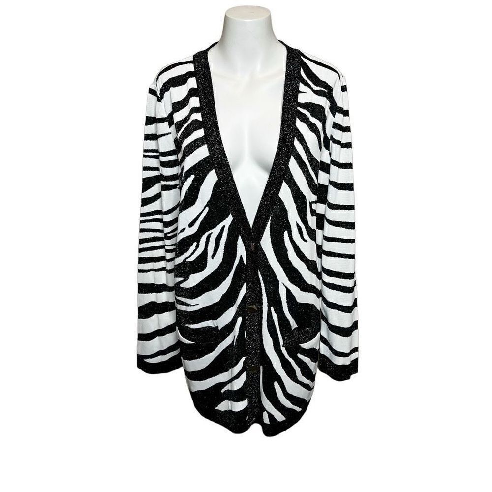 St. John metallic zebra print oversized cardigan size M